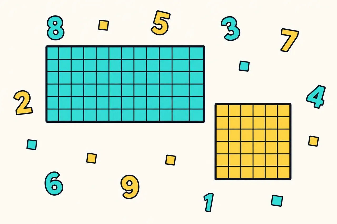 Aire du carré et du rectangle, illustration Mission 6e
