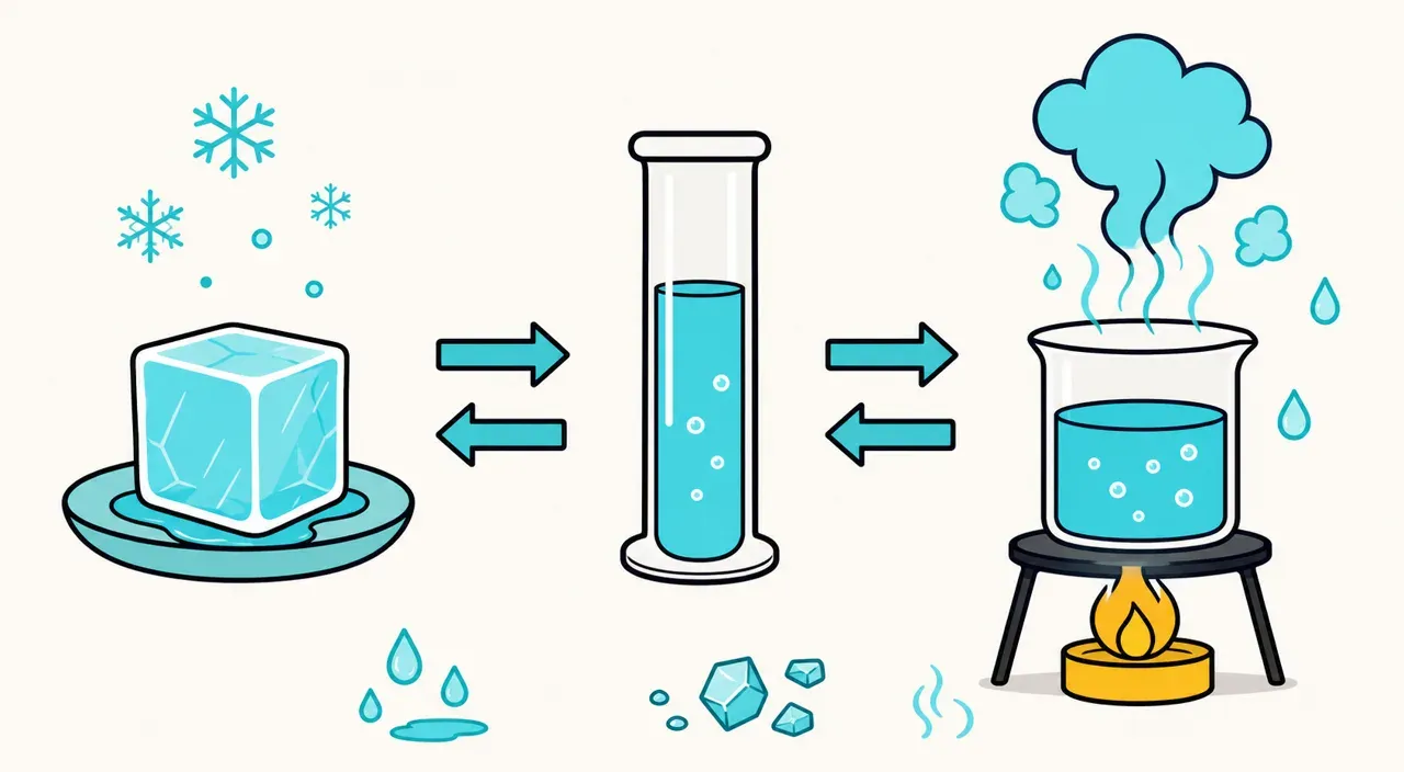 Les changements d'état et leur réversibilité — illustration Mission 6e