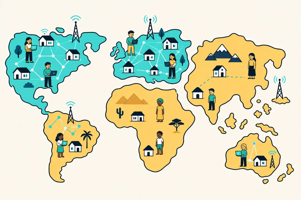 Des habitants inégalement connectés dans le monde — illustration Mission 6e