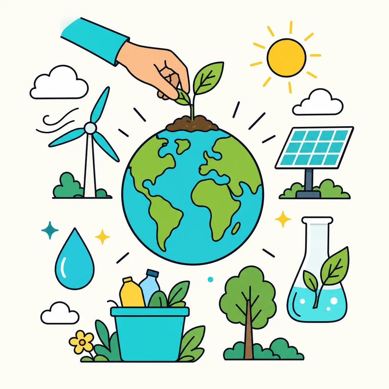 Les actions humaines sur l'environnement et le développement durable, illustration Mission 6e