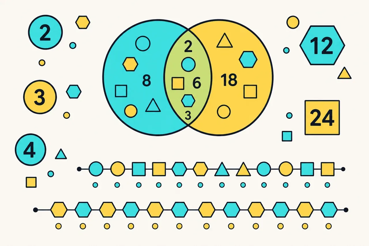 Diviseurs communs et multiples communs, illustration Mission 6e