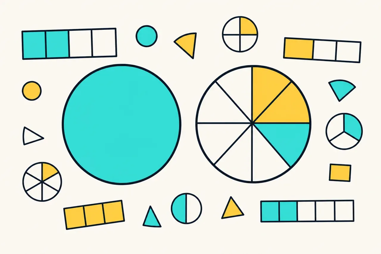 Fractions supérieures à 1 : entier + fraction, illustration Mission 6e
