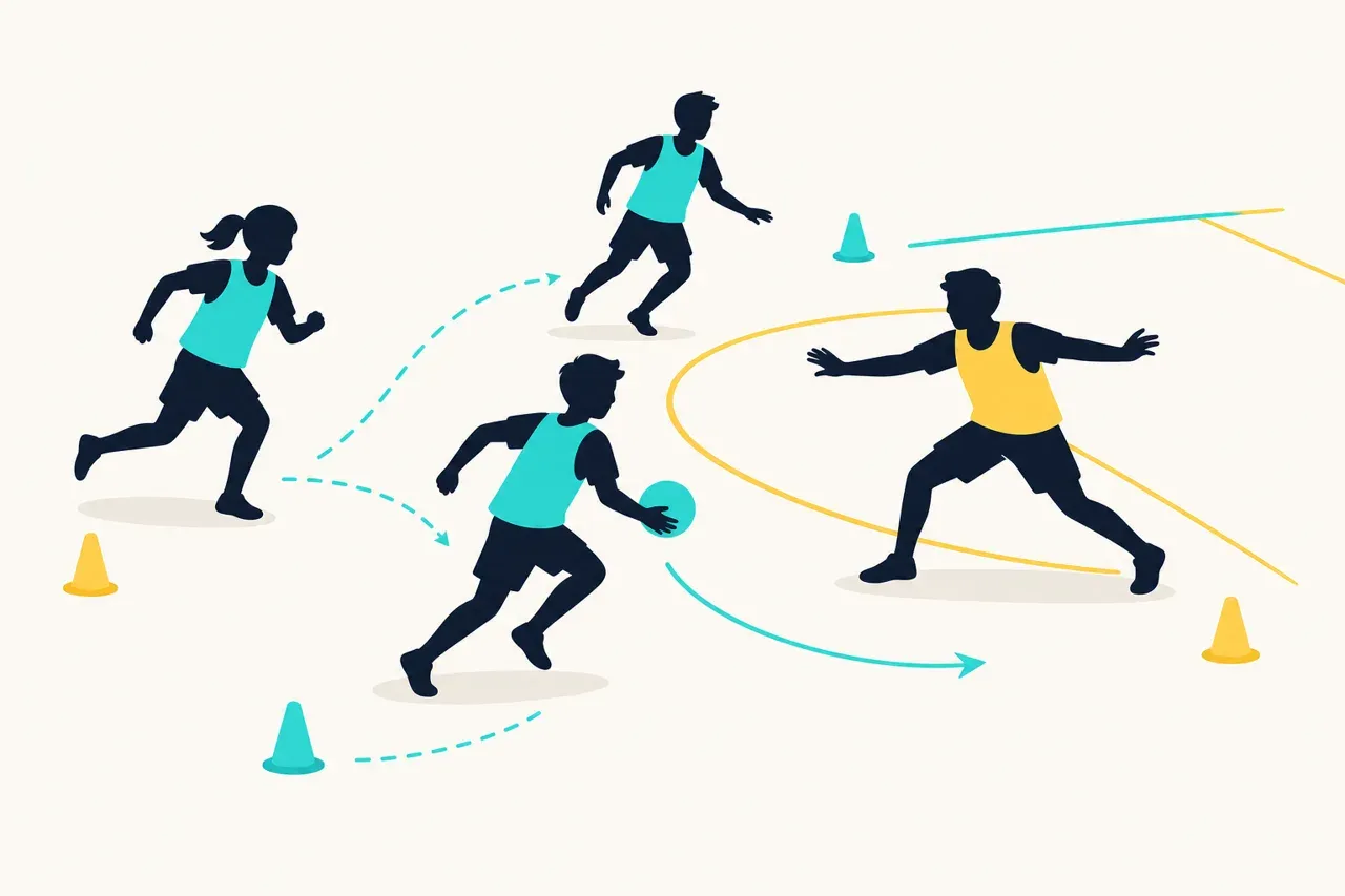Jeux et sports collectifs (attaque, défense, coopération) — illustration Mission 6e