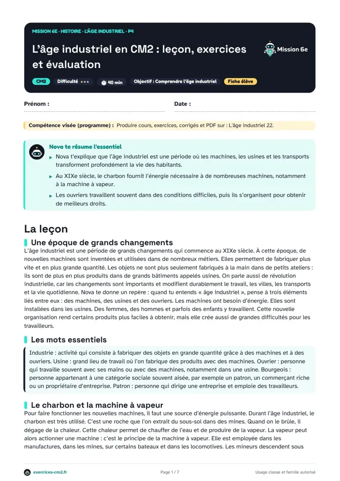 Aperçu du PDF à imprimer : De l’atelier à l’usine en CM2 : exode rural et ouvriers à l’âge industriel