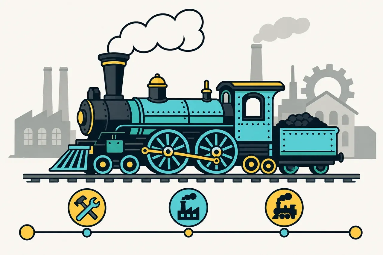 Usines, charbon et ouvriers, illustration Mission 6e