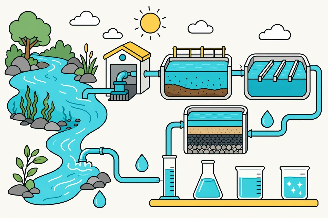 L'exploitation et le traitement de l'eau, illustration Mission 6e