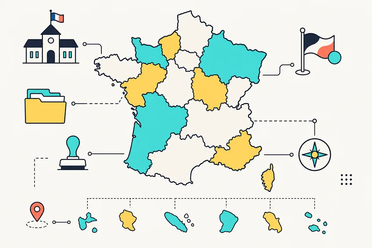 La France et son découpage administratif, illustration Mission 6e