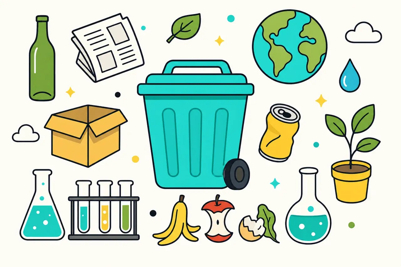La gestion des déchets et le recyclage, illustration Mission 6e