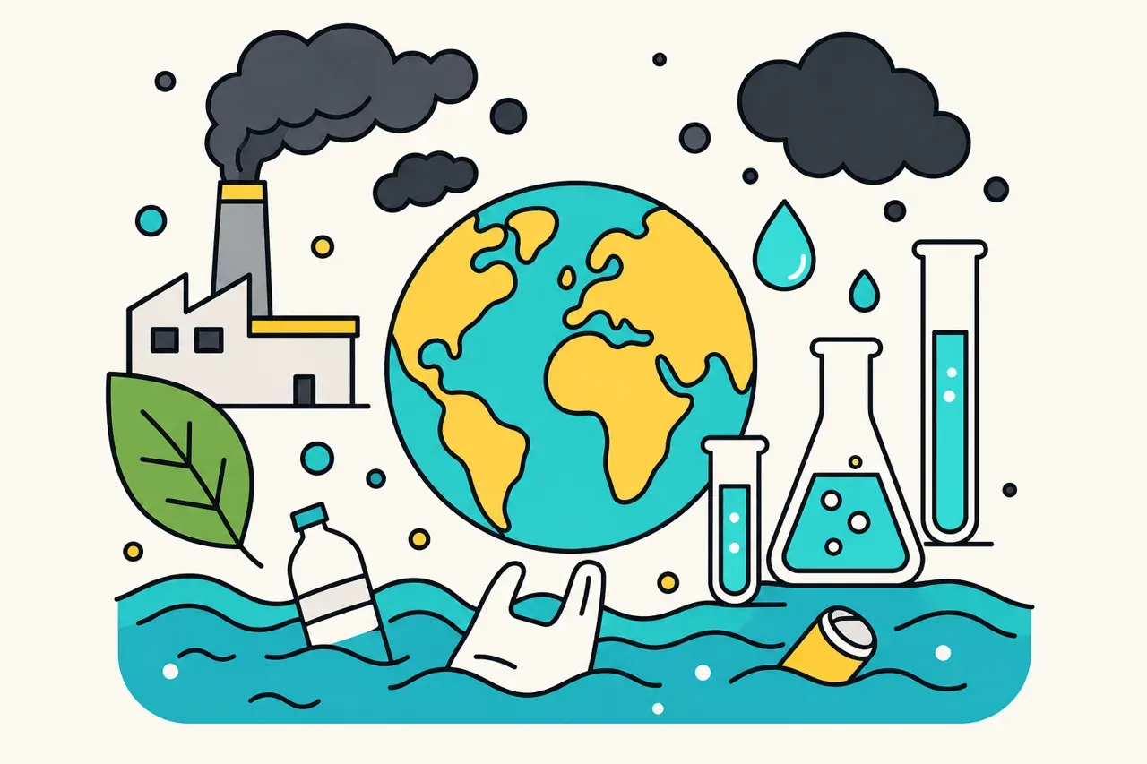 La pollution de l'air et de l'eau, illustration Mission 6e