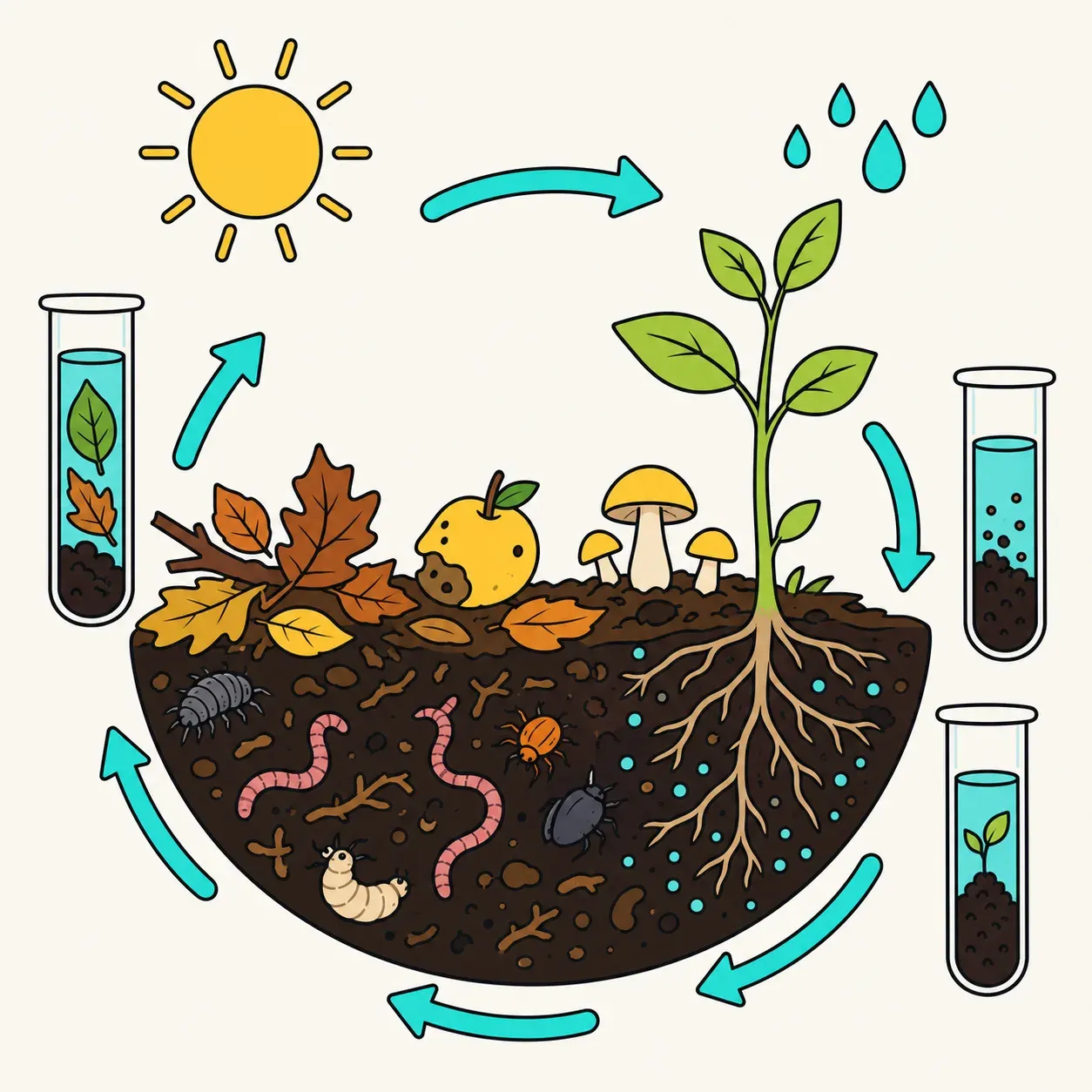 Le cycle de la matière organique, illustration Mission 6e