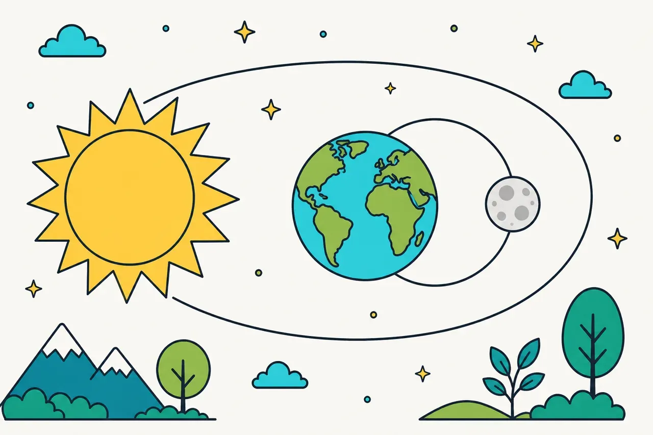 Le Soleil, la Terre et la Lune, illustration Mission 6e