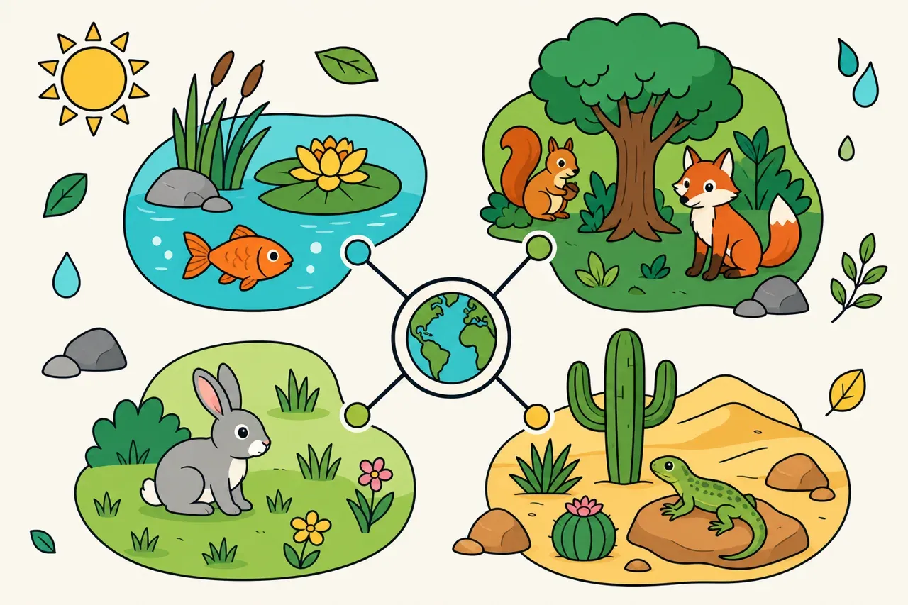 Les animaux et leur milieu de vie, illustration Mission 6e