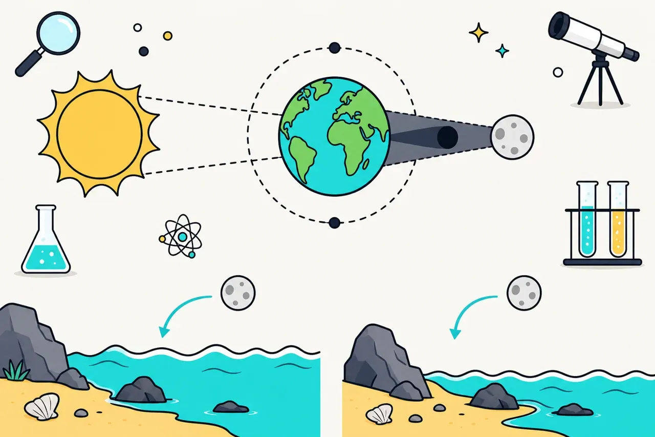 Les éclipses et les marées, illustration Mission 6e