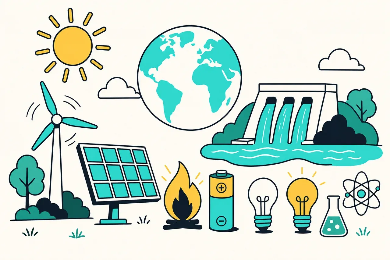 Les sources et formes d'énergie, illustration Mission 6e