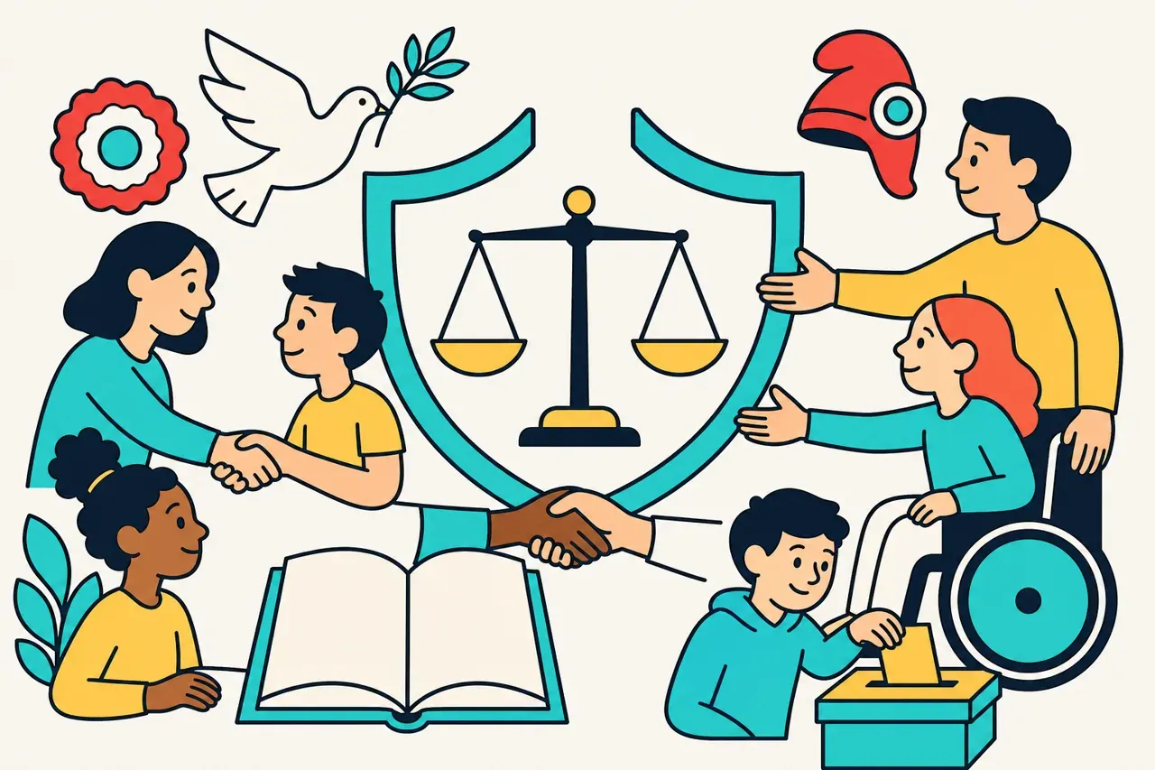 Les libertés et droits fondamentaux (DDHC, DUDH, Charte européenne) — illustration Mission 6e
