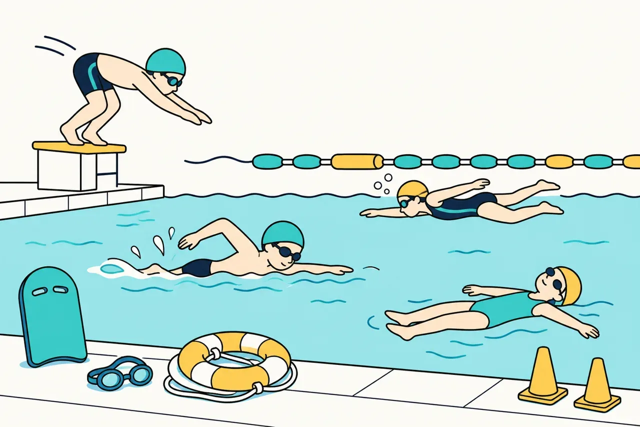 Natation : performance et savoir nager (ASSN), illustration Mission 6e