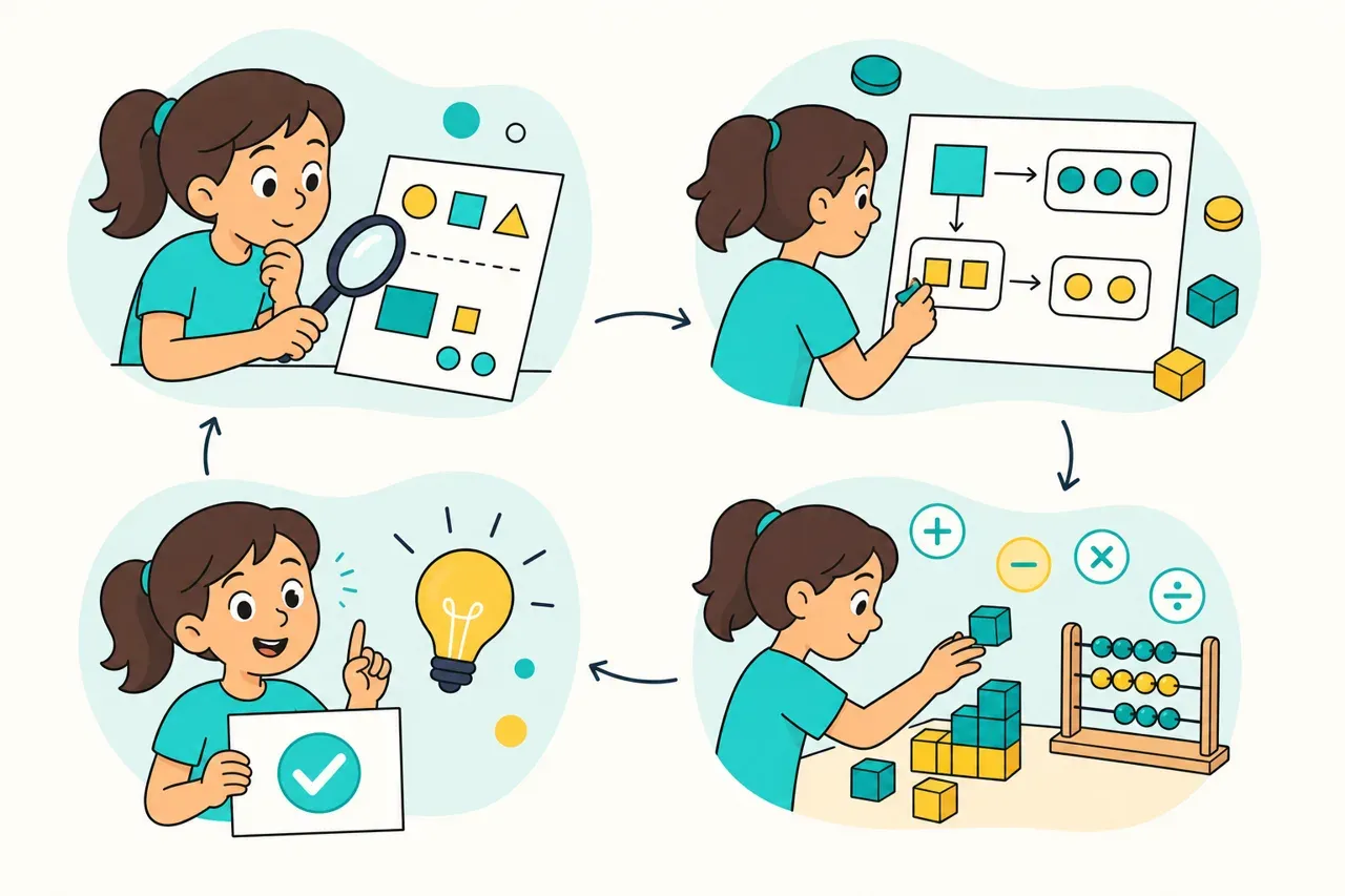 La démarche de résolution : comprendre, modéliser, calculer, répondre — illustration Mission 6e