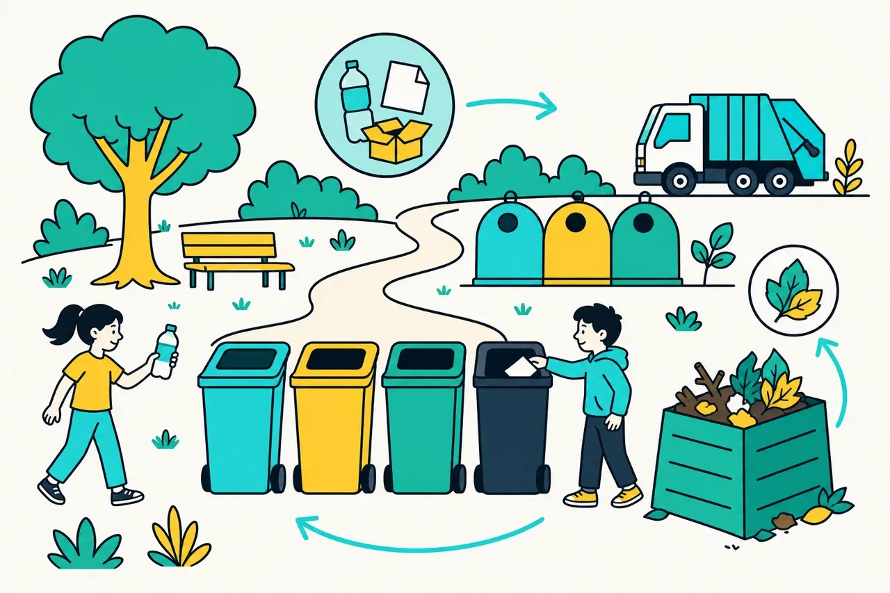 Recycler et gérer les déchets, illustration Mission 6e