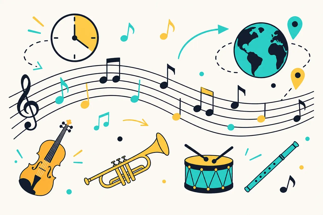 Situer une œuvre musicale dans le temps et l'espace, illustration Mission 6e