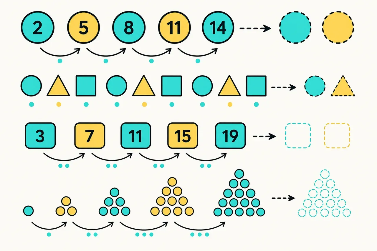 Suites de nombres : identifier et formuler une règle, illustration Mission 6e
