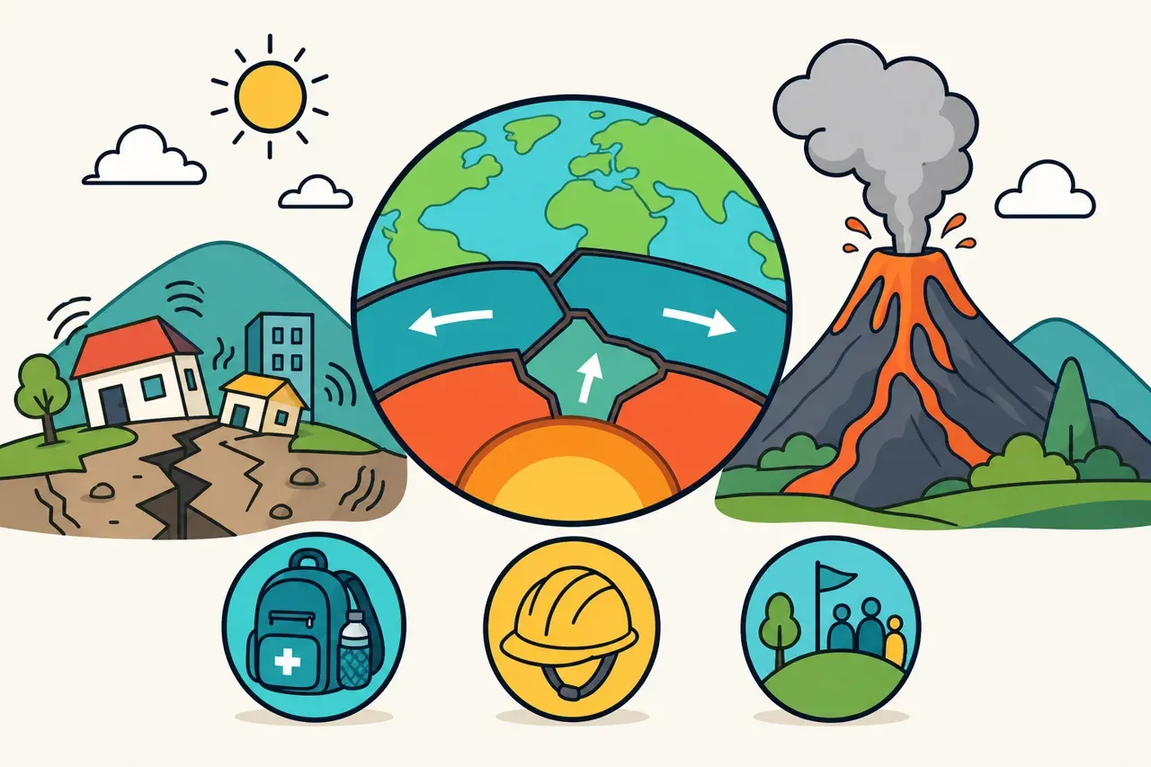 L'activité de la Terre : séismes, volcans et risques naturels — illustration Mission 6e